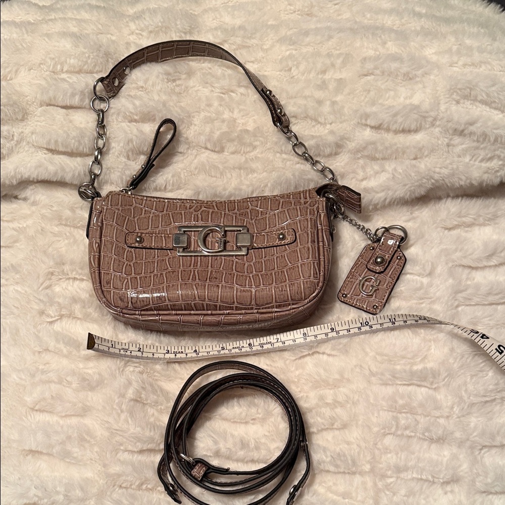 Guess Tan Crocodile-Embossed Clutch